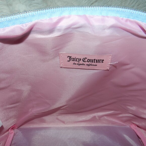 Juicy Couture Cosmetic Makeup Case Travel Velour Bag Blue Turquoise🆕📦🏃🏻💨🚚 - Picture 8 of 16